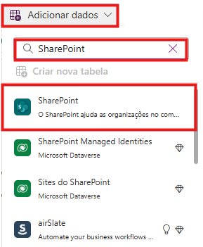 Botão Adicionar Dados no PowerApps